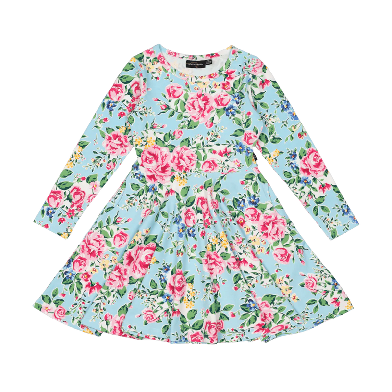 ROCK YOUR KID BLUE GARDEN WAISTED DRESS