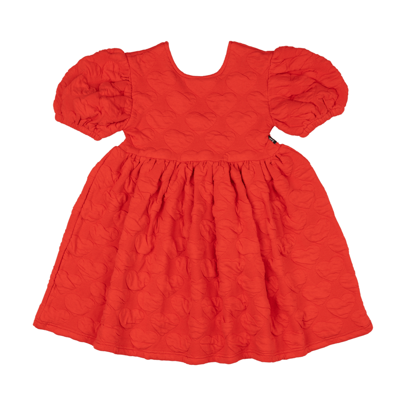 ROCK YOUR BABY RED HEART PUFF SLEEVE DRESS