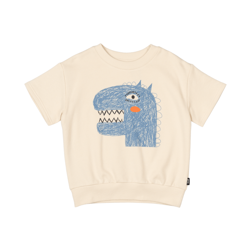 ROCK YOUR BABY DINO ART CUT OFF SWEATSHIRT