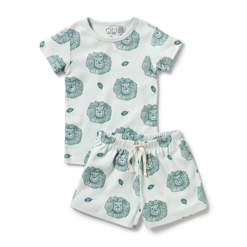 WILSON & FRENCHY LITTLE LION POINTELLE SHORT SLEEVE PJ'S