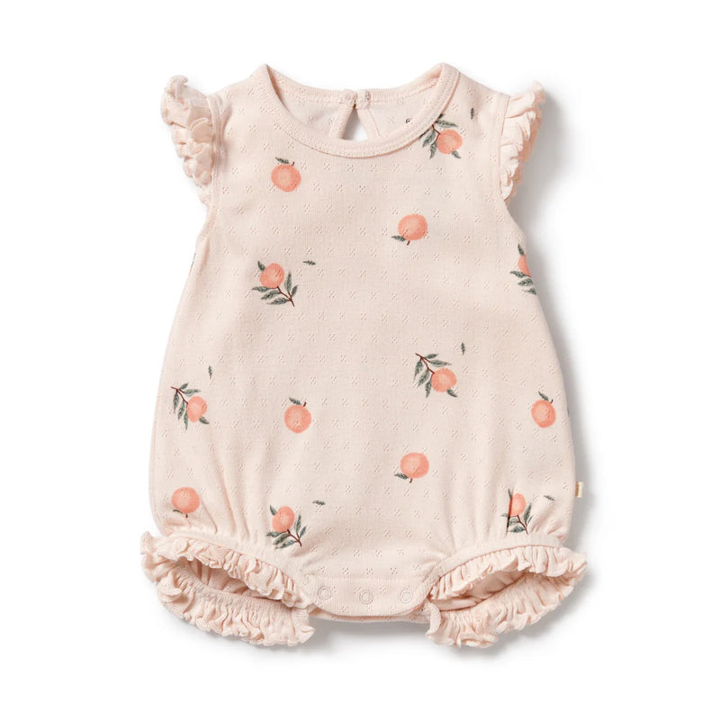 WILSON & FRENCHY  PEACHES POINTELLE RUFFLE GROWSUIT