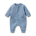 WILSON & FRENCHY STORM BLUE ORGANIC QUILTED GROWSUIT