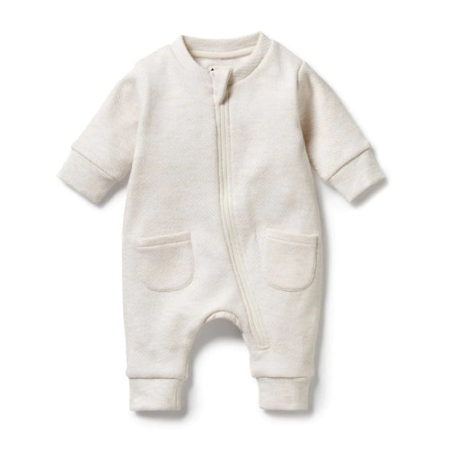 WILSON & FRENCHY OATMEAL ORGANIC QUILTED GROWSUIT