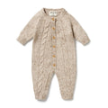 WILSON & FRENCHY ALMOND FLECK KNIT CABLE GROWSUIT