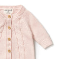 WILSON & FRENCHY PINK KNIT CABLE GROWSUIT