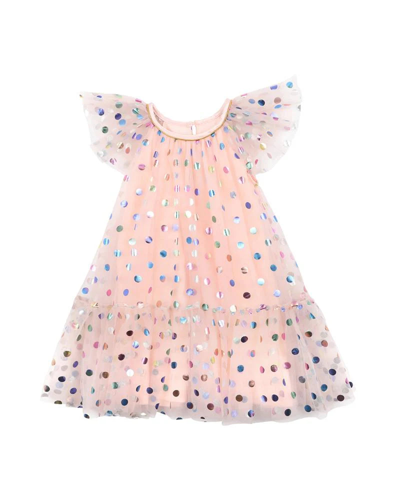 BEBE PARTY SPOT TULLE DRESS