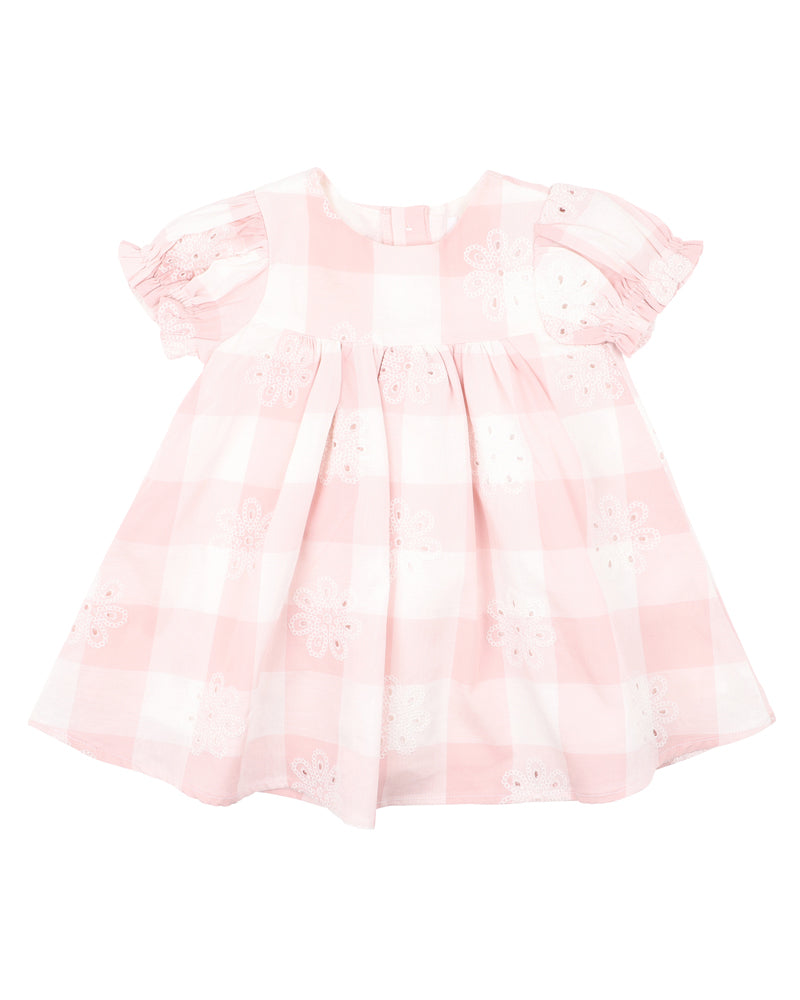 BEBE LARA CUTWORK CHECK DRESS