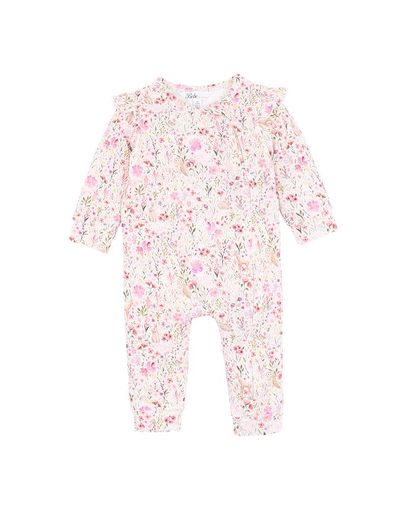 BEBE FLOSSY LS ZIP ROMPER