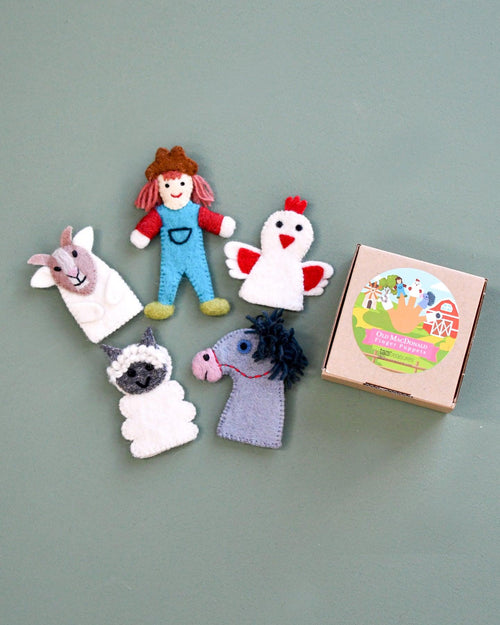 TARA TREASURES OLD MACDONALD FARM ANIMALS B-FINGER PUPPET SET