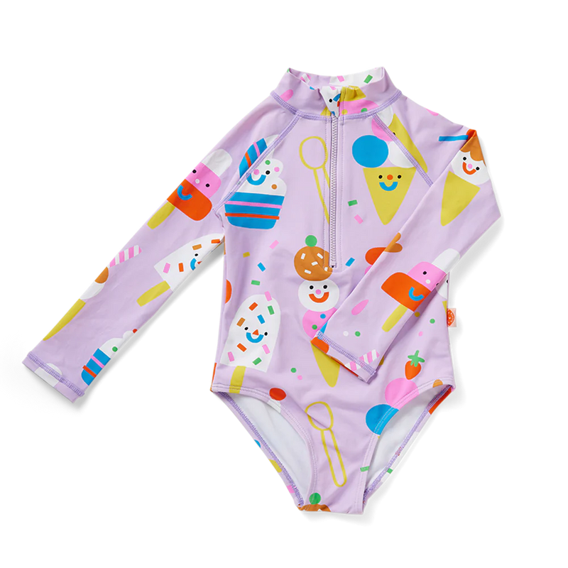 HALCYON NIGHTS LONG SLEEVE ZIP BATHER SUNDAE FUN DAY