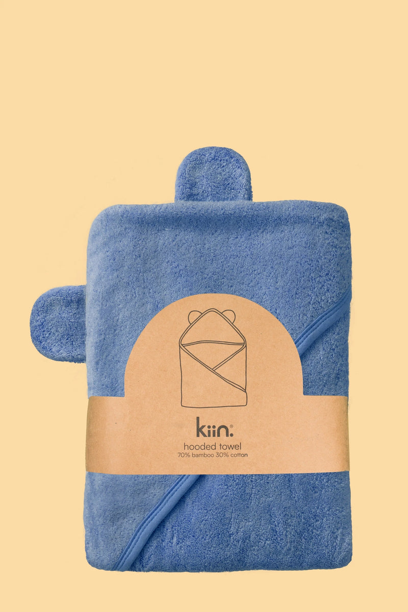 KIIN BABY HOODED TOWEL BLUE SHADOW