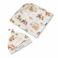 SNUGGLEHUNNY DIGGERS & TRACTORS JERSEY WRAP & BEANIE SET