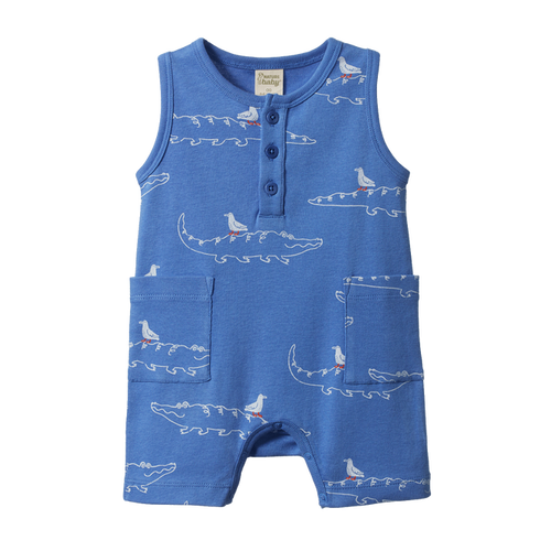 NATURE BABY CAMPER SUIT CURIOUS CROCODILES REEF PRINT