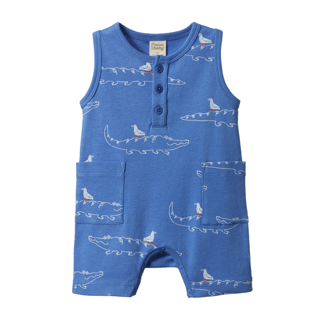 NATURE BABY CAMPER SUIT CURIOUS CROCODILES REEF PRINT