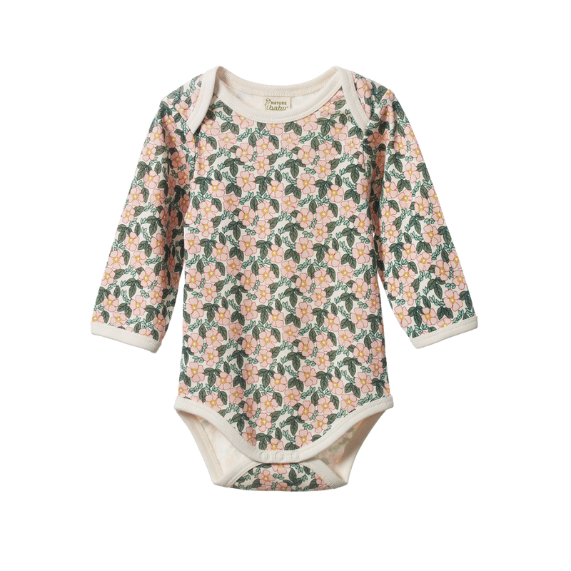 NATURE BABY LONG SLEEVE BODYSUIT GARLAND PRINT