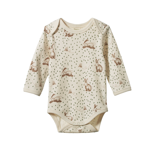 NATURE BABY LONG SLEEVE BODYSUIT RABBITTY