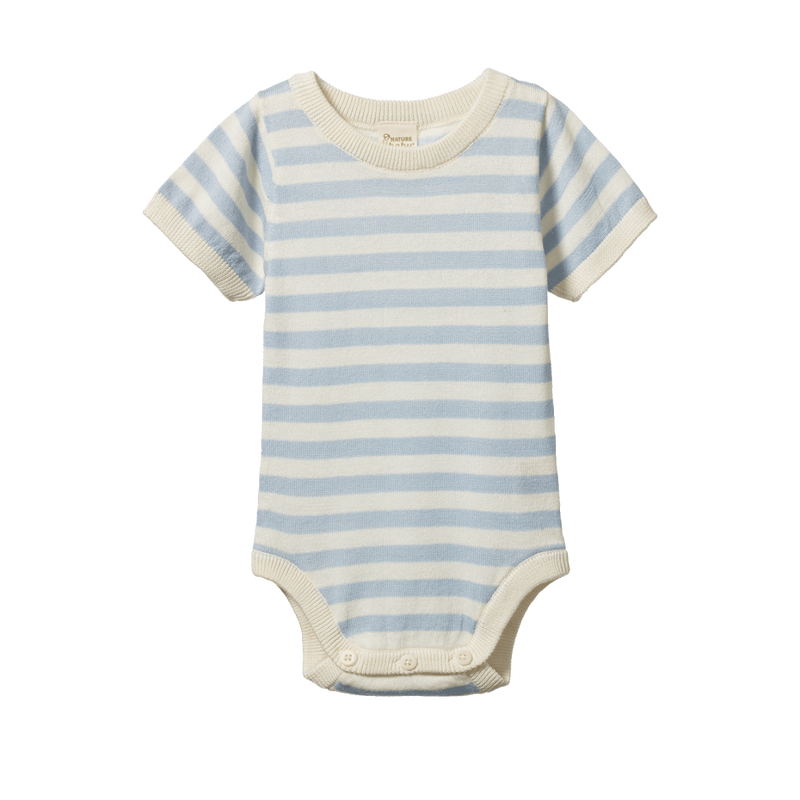 NATURE BABY REN BODYSUIT CELESTIAL BLUE SEA STRIPE