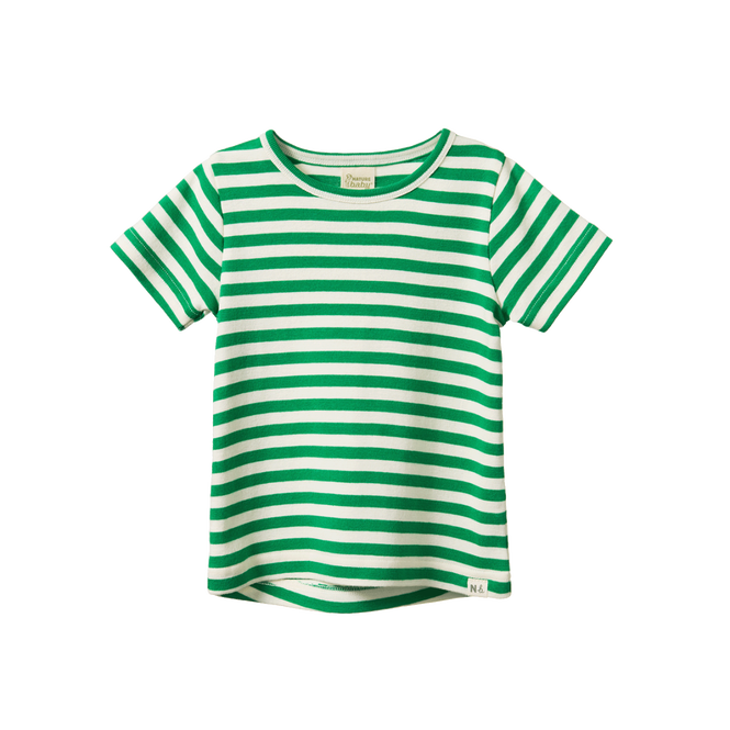 NATURE BABY RIVER TEE KELLY GREEN SEA STRIPE