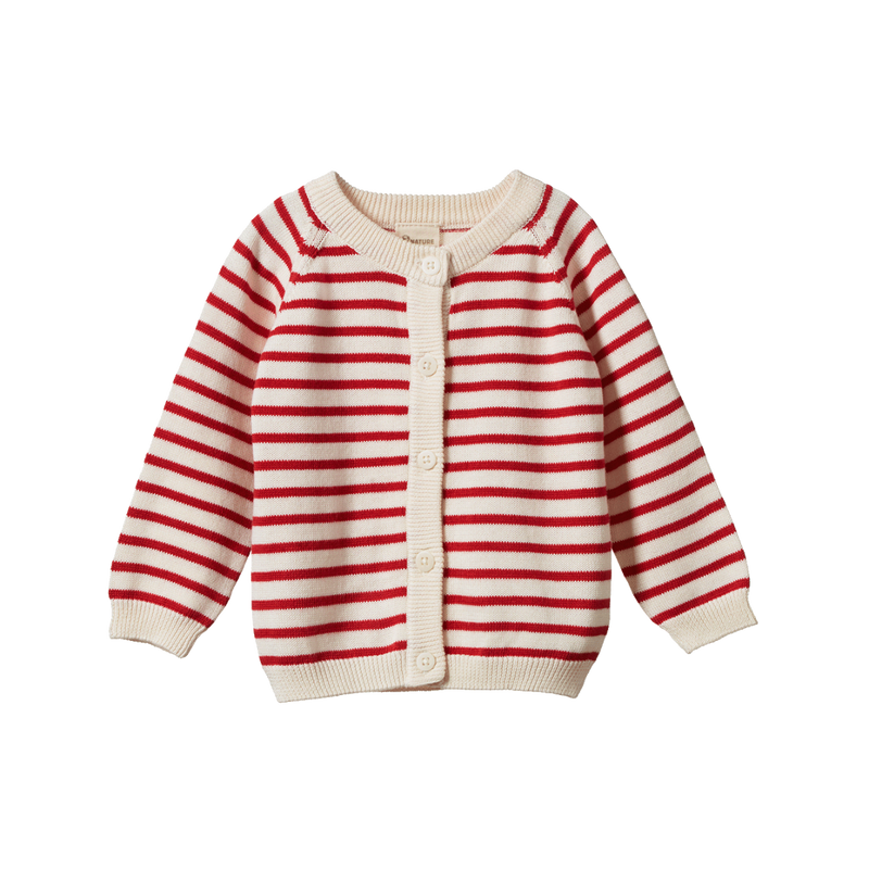 NATURE BABY PIPER CARDIGAN RED SAILOR STRIPE