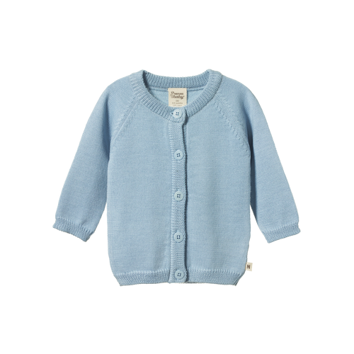 NATURE BABY MERINO KNIT CARDIGAN CELESTIAL BLUE