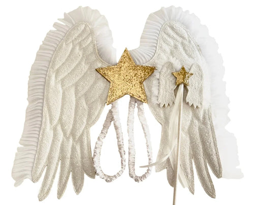 THREE TOTS GLITTER WHITE/GOLD ANGEL WAND