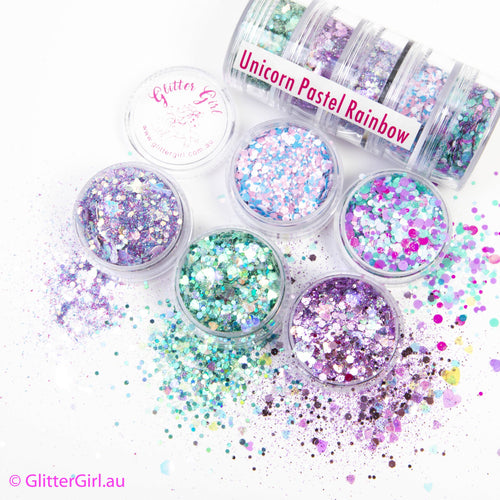 UNICORN PASTEL RAINBOW COLLECTION GLITTER