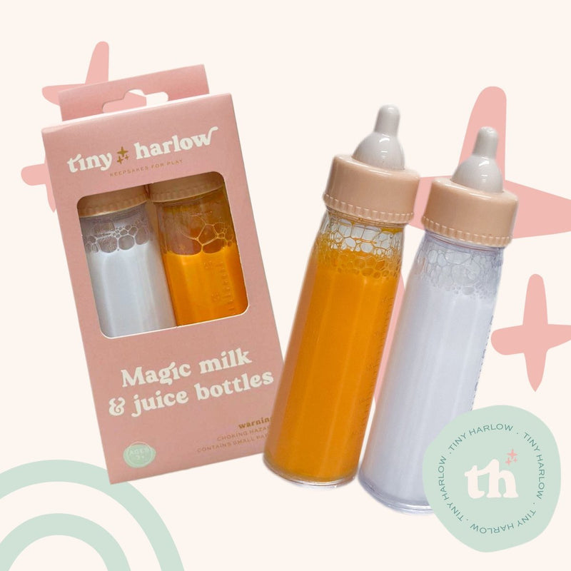 TINY HARLOW DOLLS MAGIC MILK & JUICE SET OF 2